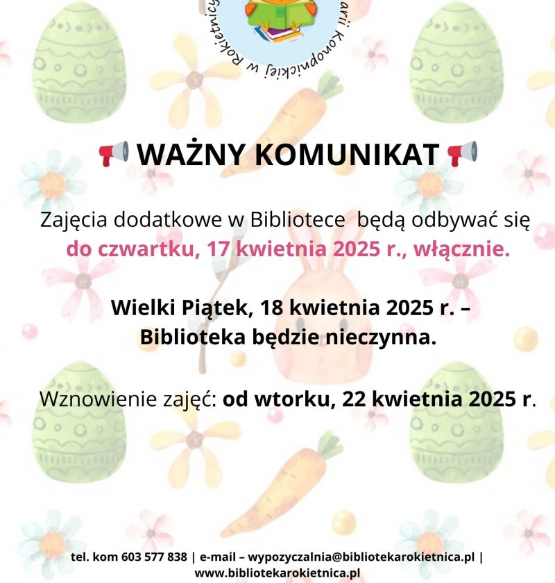 wielkanocne motywy z informacją, z zmianą godzin